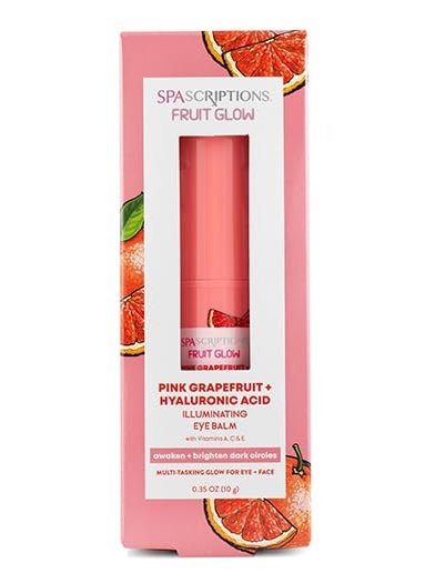 SpaScriptions Fruit Glow Pink Grapefruit  Hyaluronic Acid Illuminating Eye Balm With Vitamins A C  E 035 Oz
