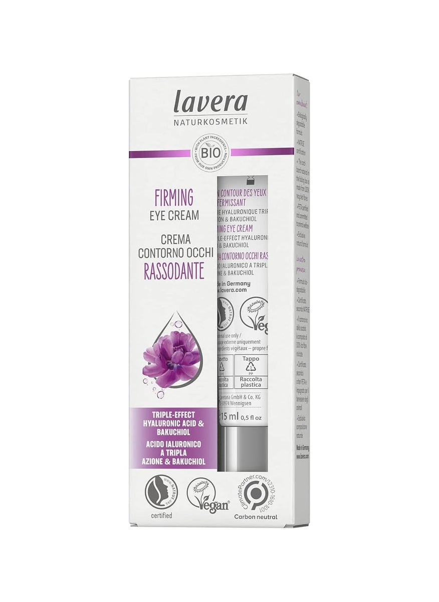 lavera Firming Eye Care  Anti Aging Eye Cream with Triple Hyaluron  Bakuchiol  Cooling  Moisturizing Effect  Anti Wrinkle Eye Treatment  PETA Certified  Vegan  Made in Germany  05 Fl Oz