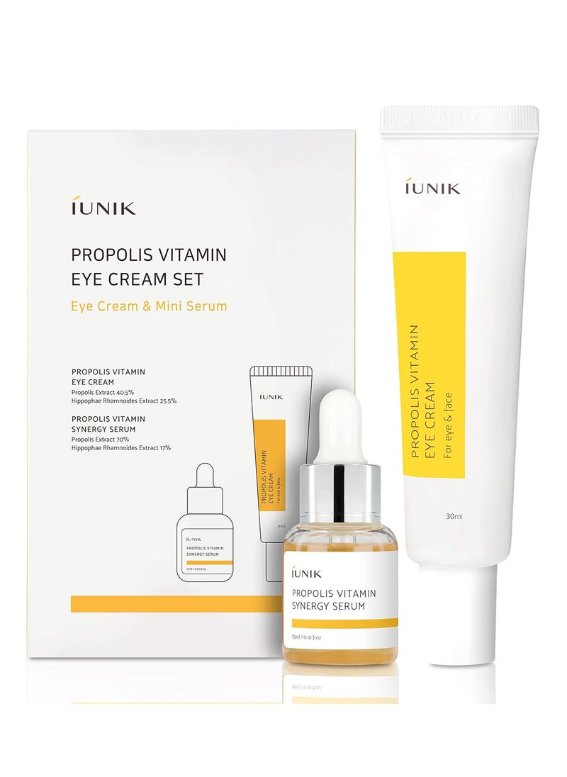 iUNIK Propolis Vitamin Eye Cream Set Eye Cream 101 floz  Mini Serum 051 floz  Featuring Propolis Extract Idebenone Buckthorn