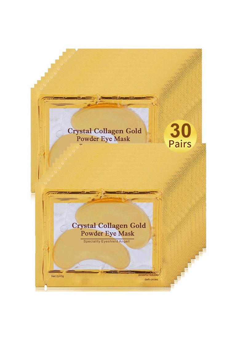 Under Eye Patches 30 Pairs Gold Eye Mask Eye Gel Pads With Collagen Treatment for Reducing Dark Circles Lighten Wrinkles AntiAging Moisturizing Fine Lines Eye Bags Puffiness for Women Men