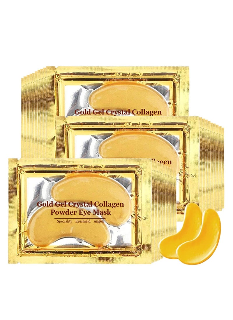 Adofect Collagen Powder Eye Mask 29 Pairs Gold Under Eye Gel Pads Hyaluronic Acid Under Eye Mask Gel Patches for Puffy Eye Reducing Dark Circles Eye Bags Wrinkle Refresh Your Eyes Gold
