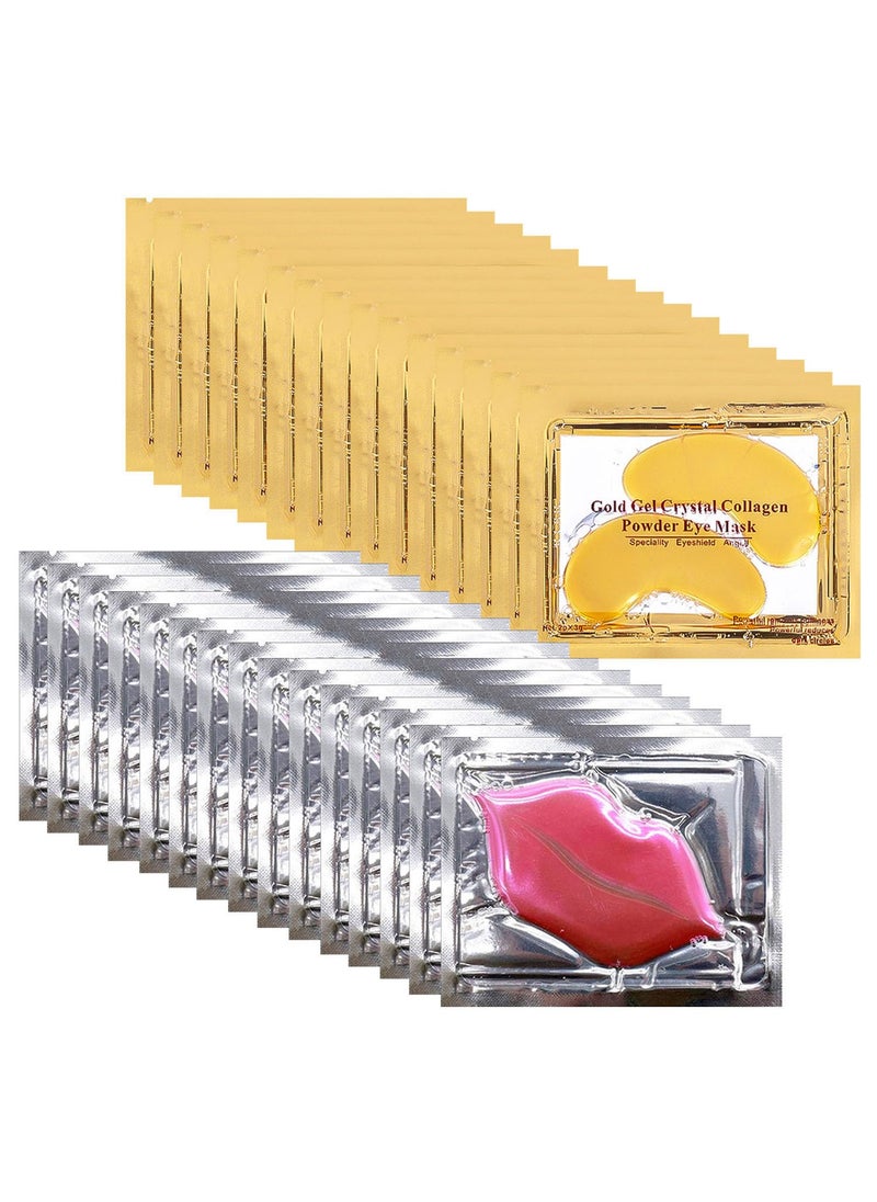 30 Pairs Lip Masks  Gold Hydrogel Collagen Eye Masks Under Eye Patches Gel Pads for Dark Circles and Puffiness Moisturizing  AntiAgeing Skincare for All Skin Types
