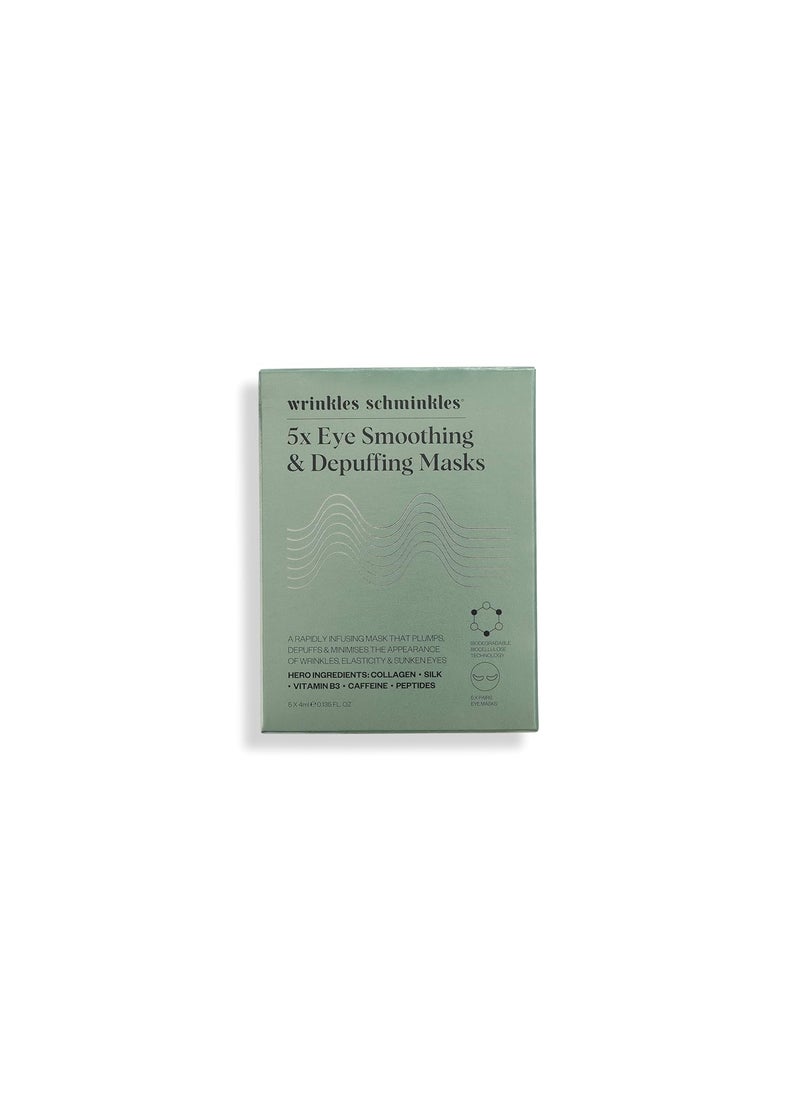 Wrinkles Schminkles Eye Smoothing  Depuffing Masks  Collagen Depuffing Mask for Smooth Wrinkles Reduce Puffy Under Eyes  Hydrate Dark Circles  100 Biodegradable 5 Pairs