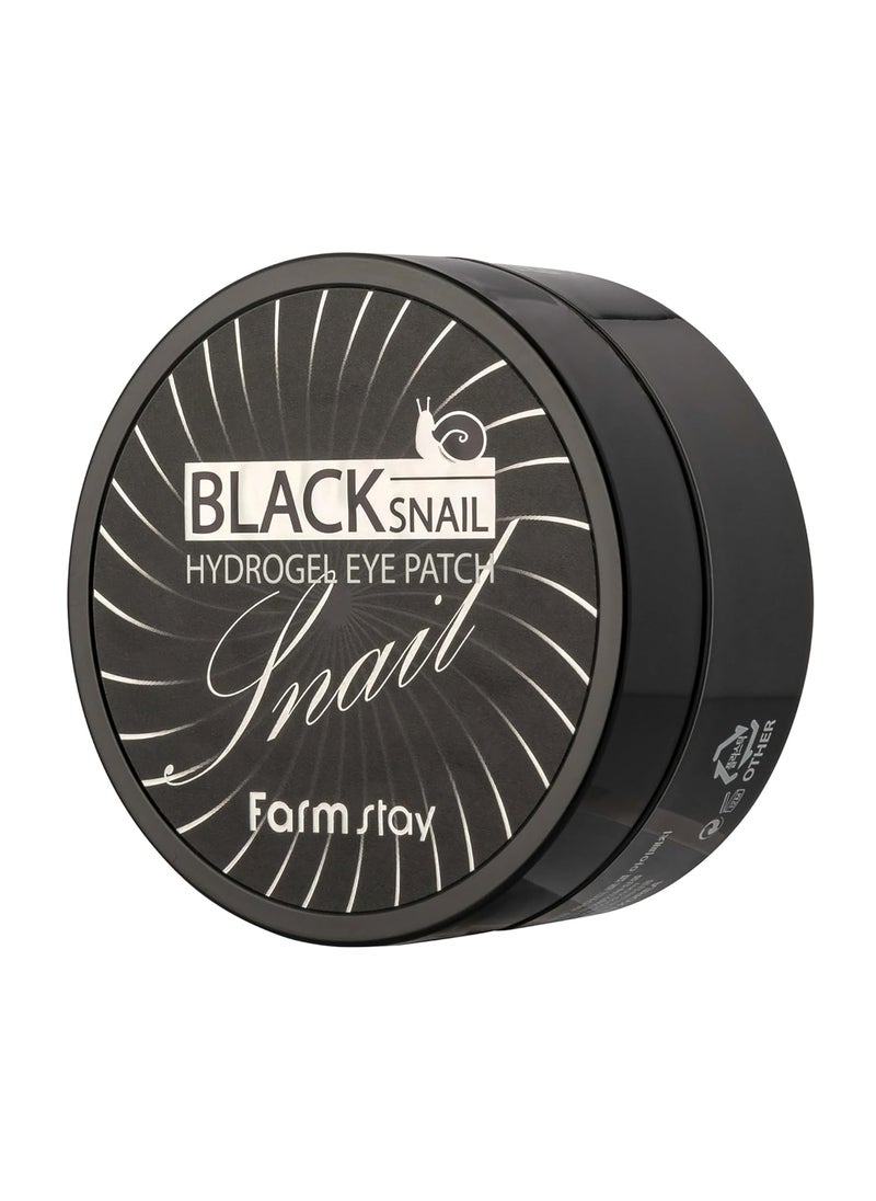 FARMSTAY Black Snail Hydrogel Eye Patch  Under Eye Patches for Wrinkles  Under Eye Mask with Snail Mucin  Promotes Collagen Production  60 pc