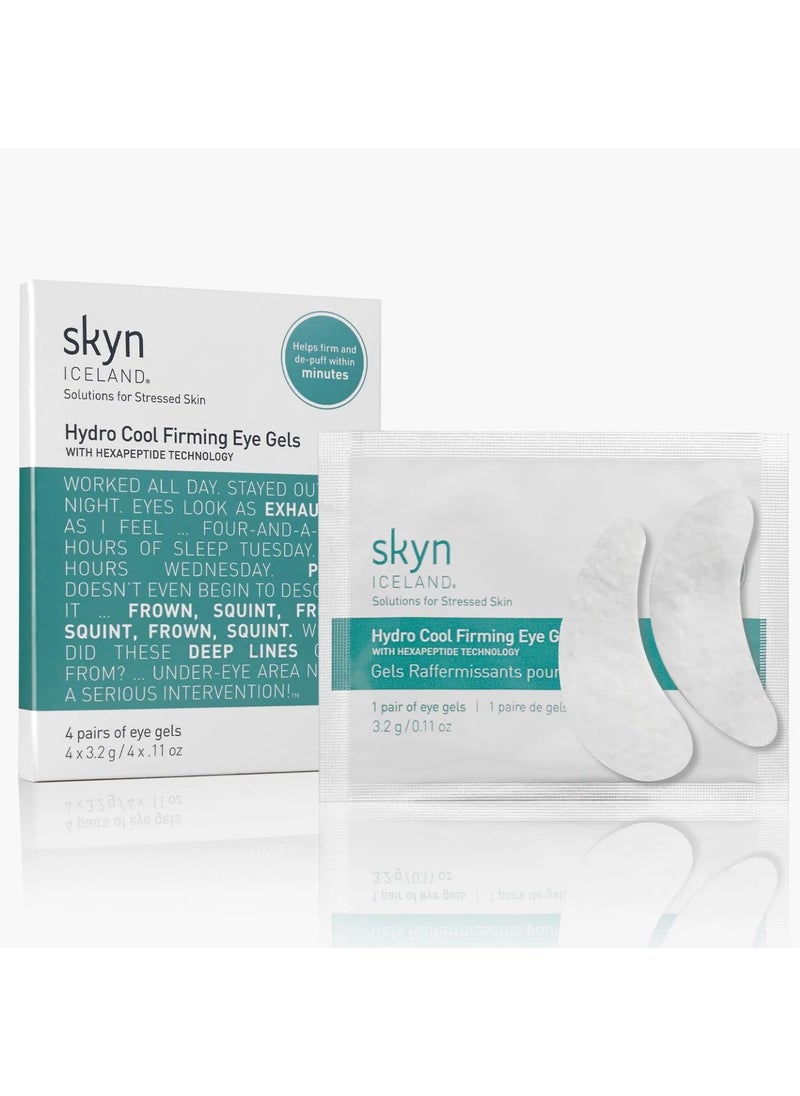 Skyn Iceland Hydro Cool Firming Under Eye Patches Eye Gel Mask to Firm And Reduce Wrinkles Fine Lines Dark Circles Puffy Eyes  Bags 4 Pairs