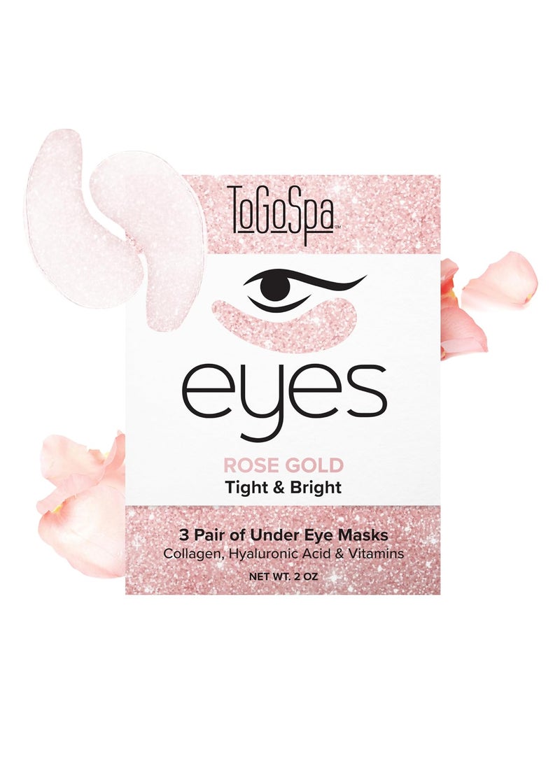 ToGoSpa Rose Gold EYES Dark Circle Warrior  Premium Clean AntiAging Gel Pads with Collagen Hyaluronic Acid Aloe Vera Vitamins C  E 1 Pack  3 Pair
