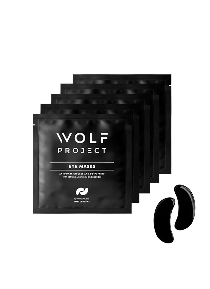 Wolf Project Under Eye Patches 5 pairs For Dark Circles Puffy Eyes and Wrinkles  With Caffeine Vitamin C and Peptides Under Eye Masks Reduce Tired Eyes And Under Eye Bags