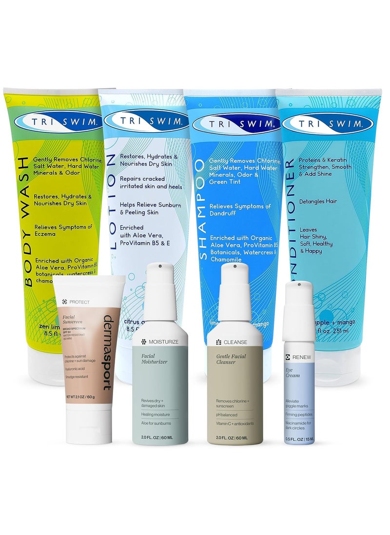 TRISWIM and Dermasport Athletes Care Bundle  Advanced Skincare and Haircare for Chlorine Removal Hydration and UV Protection  Perfect for Swimmers and Athletes