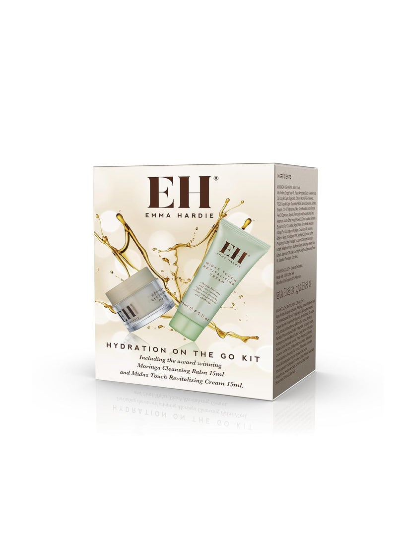 Emma Hardie Hydration On The Go Kit Gift Set Includes 15ml Moringa Cleansing Balm  15ml Midas Touch Revitalising Cream with Hyaluronic Acid Improves Firmness  Elasticity Natural  Cruelty Free