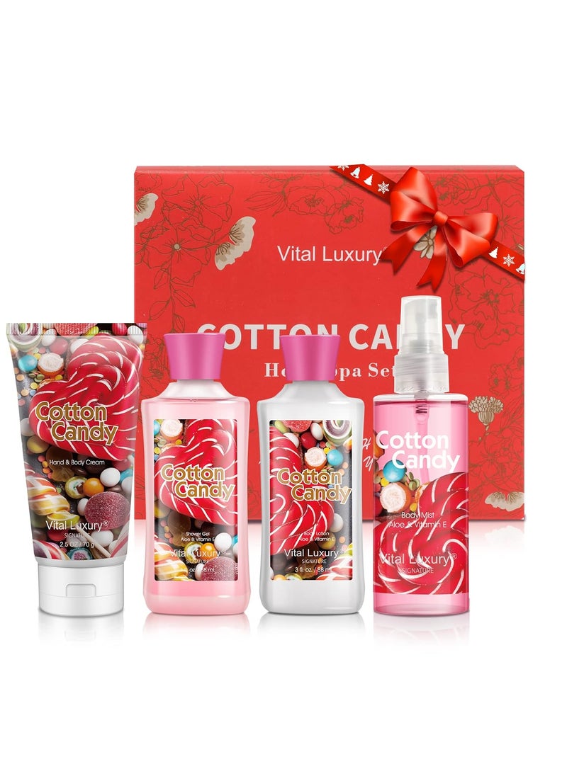 Cotton Candy Bath  Body Kit 3 Fl Oz Ideal Skincare Gift Home Spa Set Includes Body Lotion Shower Gel Body Cream and Fragrance Mist Birthday Mothers Day Gifts