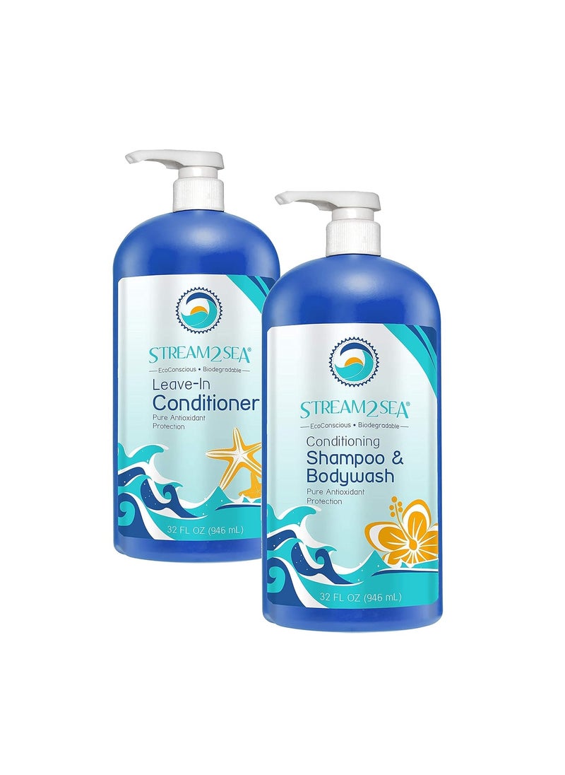 STREAM 2 SEA Leavein Conditioning Shampoo and Body Wash  Natural UV Absorbent SulfateFree Hair and Body Cleanser Detangles and Conditions