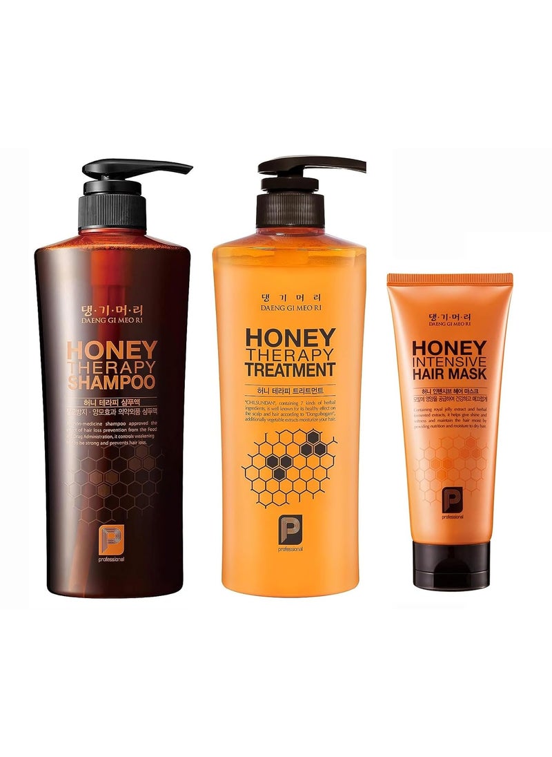 Daeng Gi Meo Ri  Honey Therapy ShampooTreatmentHair Mask SetShampoo and Treatment169 FLOZ500mlHair Mask150ml