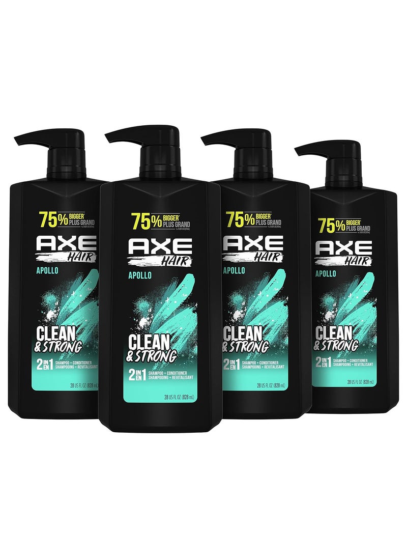 AXE Wash  Care 2in1 Shampoo  Conditioner Apollo Wash  Care 4 Count for Clean  Strong Hair Sage  Cedarwood 100 Recycled Bottle 28 oz
