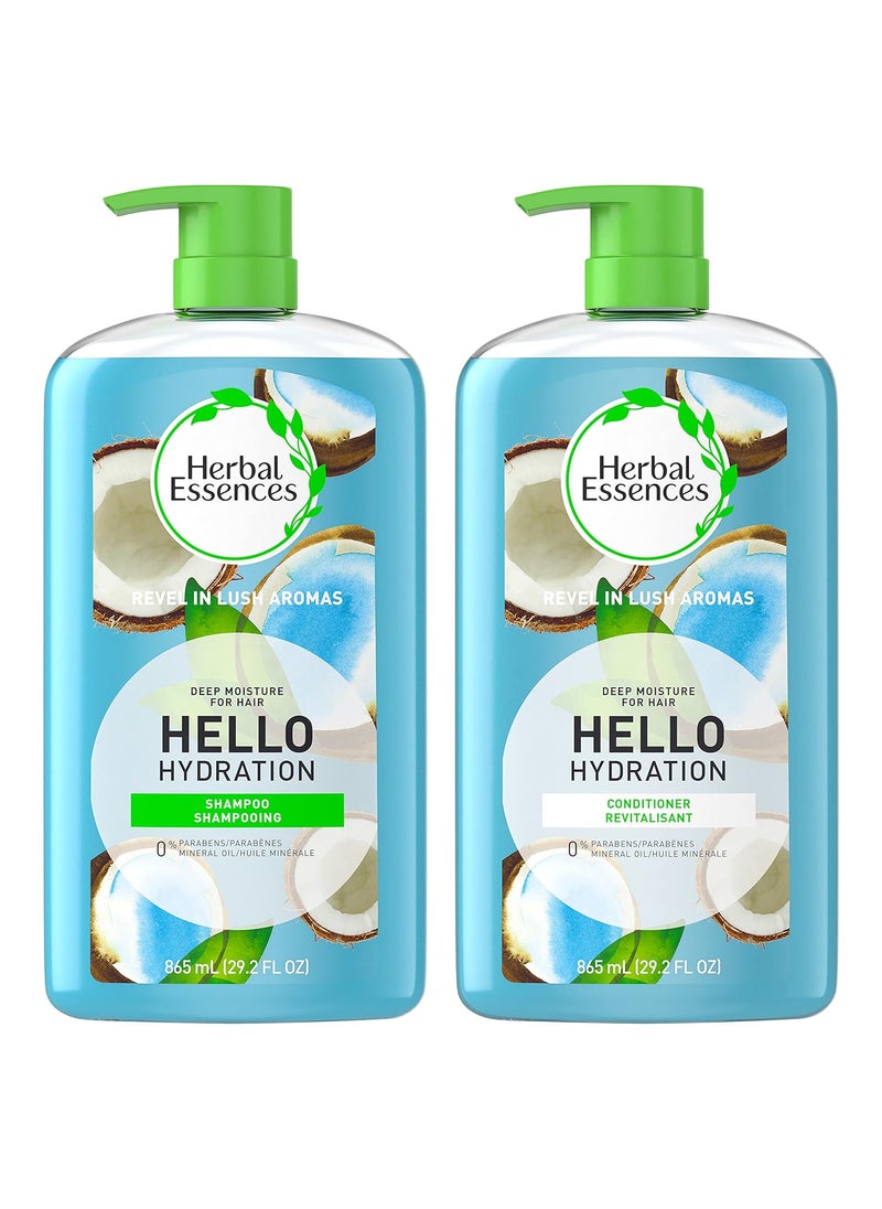 Herbal Essences Moisturizing Shampoo and Conditioner Set Paraben Free Hello Hydration Safe for ColorTreated Hair Coconut Blue 292 fl oz