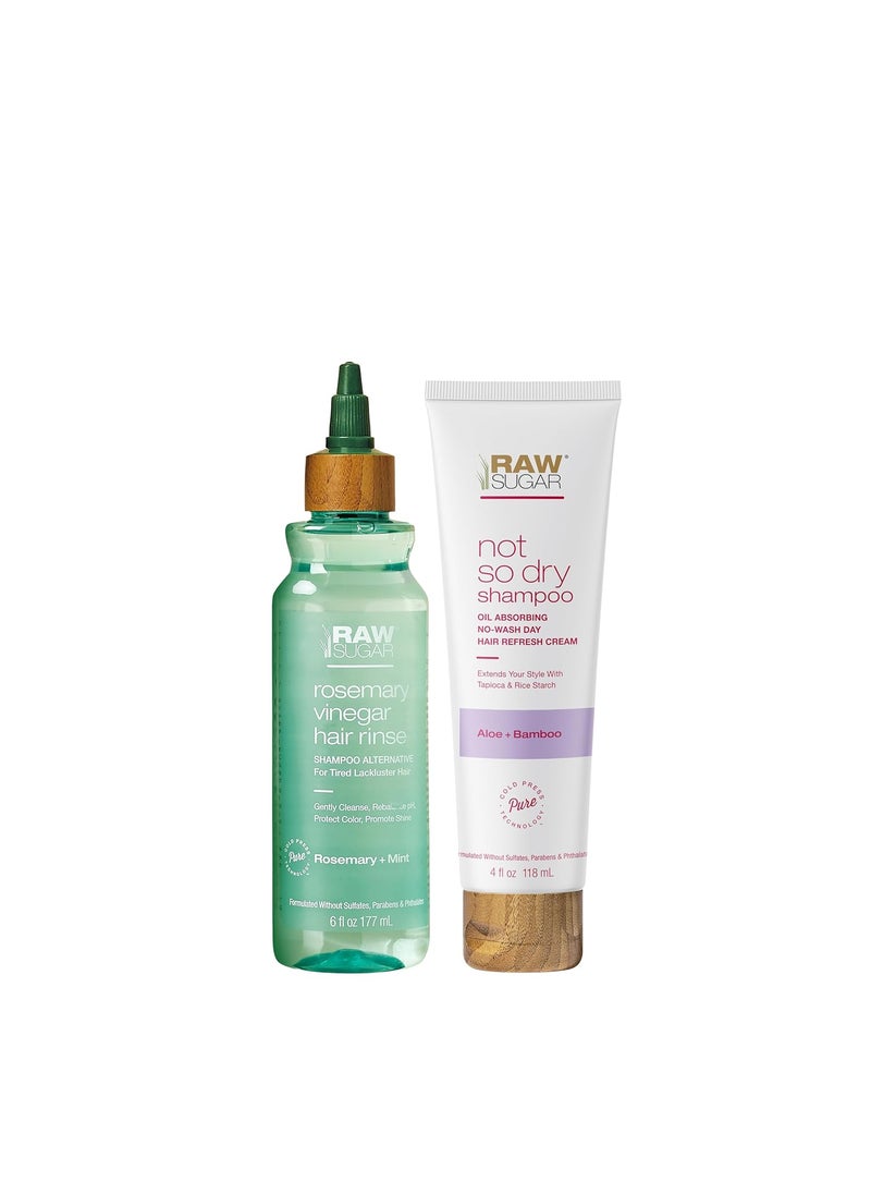 Raw Sugar Hair Care  Styling Kit  Rosemary  Apple Cider Vinegar Rinse  Not So Dry Shampoo Formulated without Sulfates  Parabens Cruelty Free  Vegan
