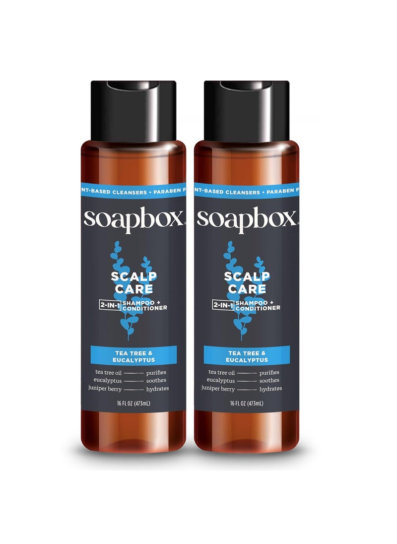 Soapbox Mens Scalp Care 2 in 1 Shampoo and Conditioner For Men Natural Mens Shampoo and Conditioner Tea Tree  Eucalyptus 16oz