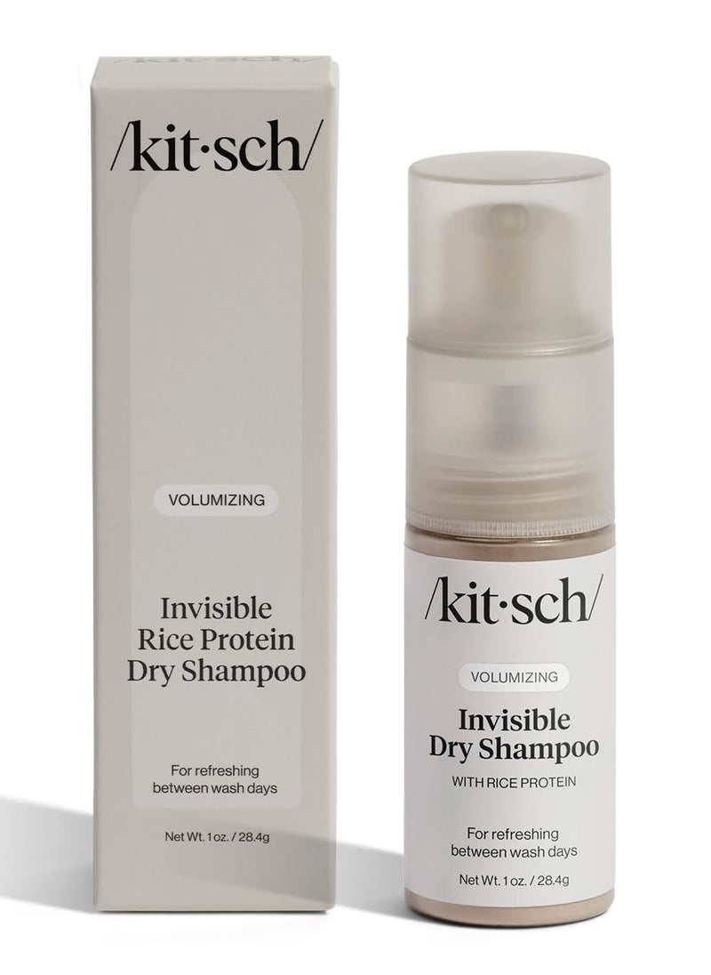 Kitsch Volumizing Rice Protein Dry Shampoo  Dry Shampoo for Women  Men No White Cast Absorbs Oil NonGreasy For Lighttomedium Hair Colors Travel Size in Pump Form  Invisible 1oz