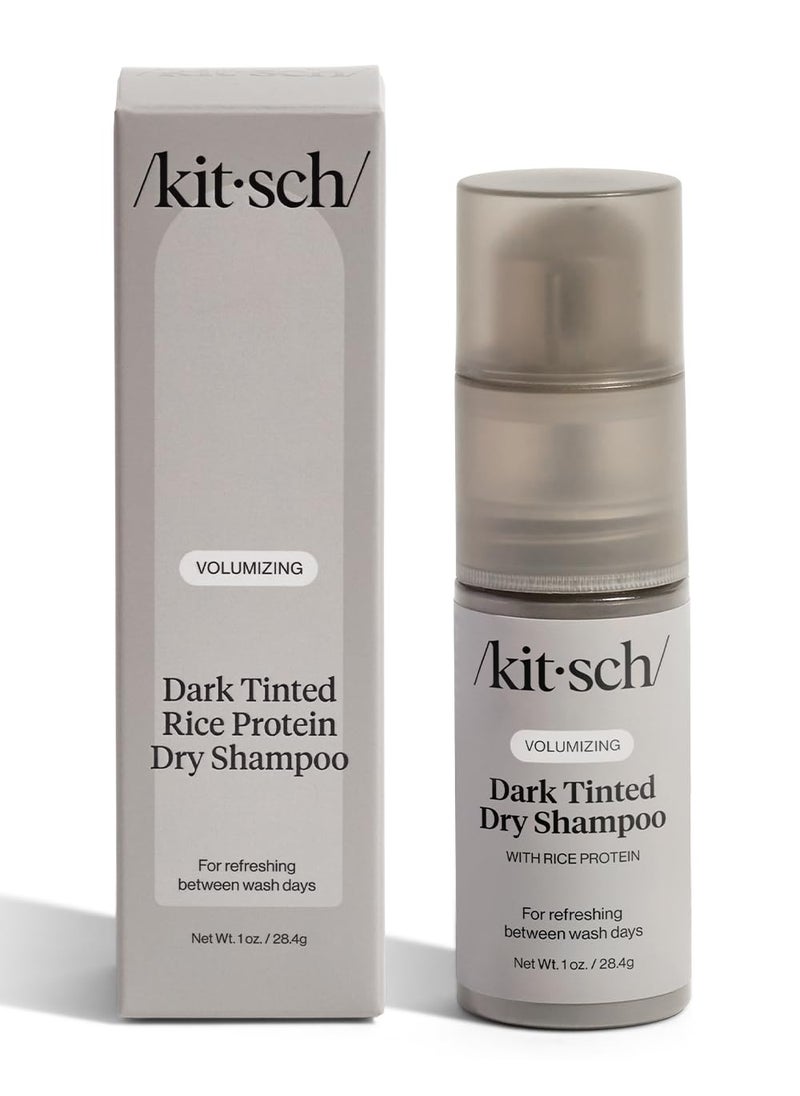 Kitsch Volumizing Rice Protein Dry Shampoo  Dry Shampoo for Women  Men No White Cast Absorbs Oil NonGreasy Fragrance Free Lightweight for Dark Hair Travel Size in Pump Form  Dark Tinted 1oz