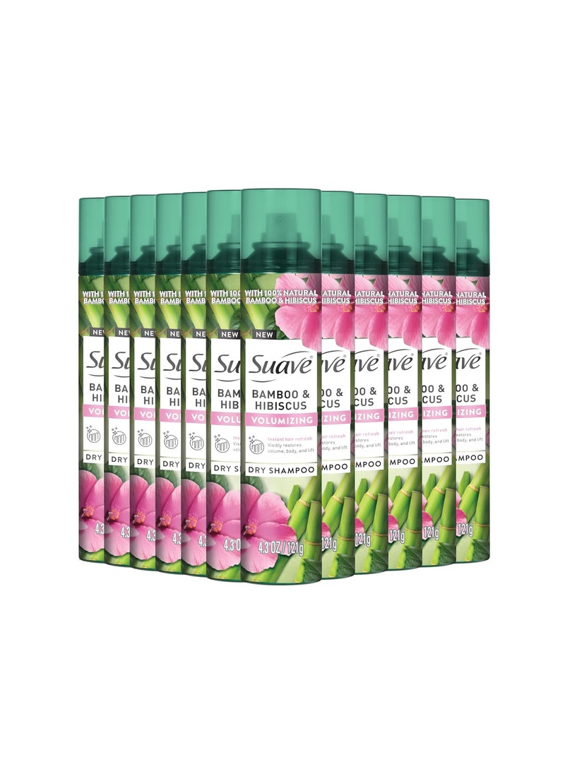 Suave Bamboo  Hibiscus Volumizing Dry Shampoo Infused with 100 Natural Ingredients for Visibly Restoring Hair Body  Lift 43 oz 12 Pack