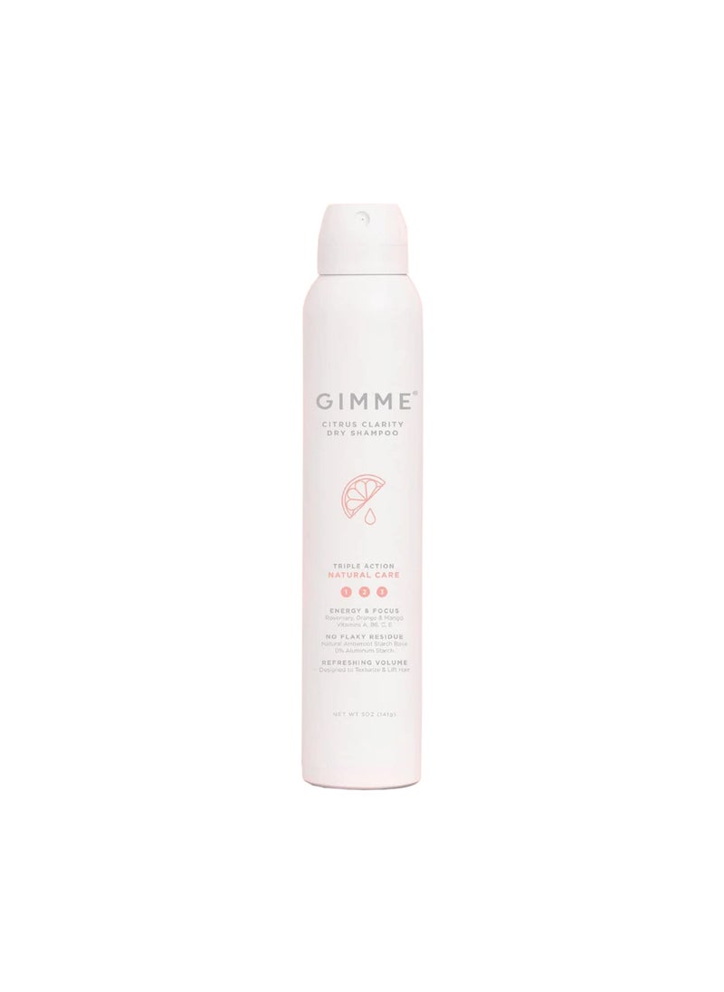 Gimme Beauty  Citrus Clarity  Natural Care Dry Shampoo with Rosemary Orange Mango  Vitamins A B6 C  E  Texturizes  Lifts Hair  Free of Sulfates Aluminum Starch  Parabens 5 Oz