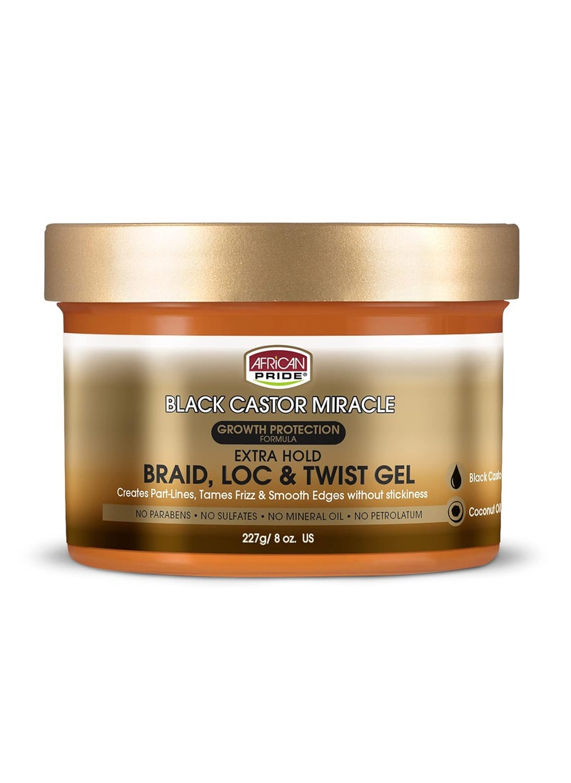 African Pride Black Castor Miracle Extra Hold Braid Loc Twist Gel Tames Frizz  Edges No Parabens Sulfates Mineral Oil or Petrolatum Contains Black Castor  Coconut Oil