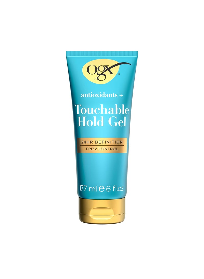 OGX Antioxidants  Touchable Hold Gel Medium Hold Hair Styling Gel for 24 Hour Definition  Frizz Control AntiHumidity Hair Gel with a Soft NonSticky Texture ParabenFree 6 fl oz