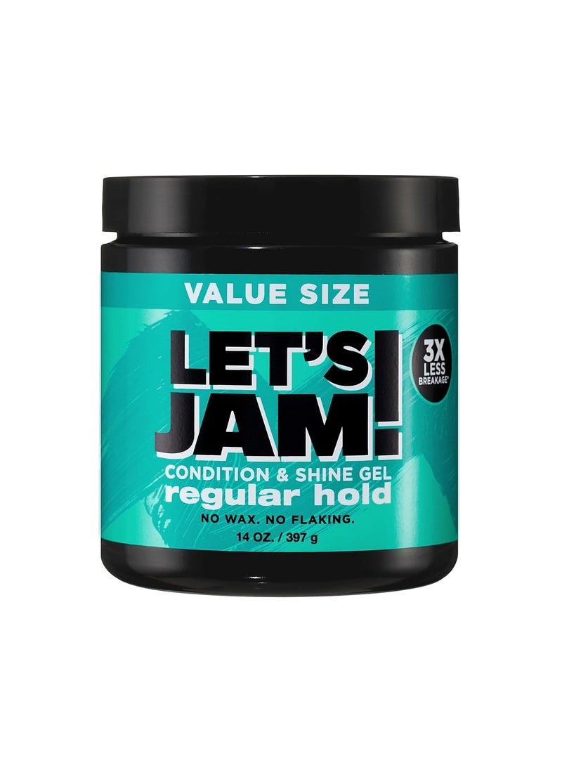 SoftSheenCarson Lets Jam Shining and Conditioning Hair Gel by Dark and Lovely Regular Hold All Hair Types Styling Gel Great for Braiding Twisting  Smooth Edges Extra Hold 14 oz