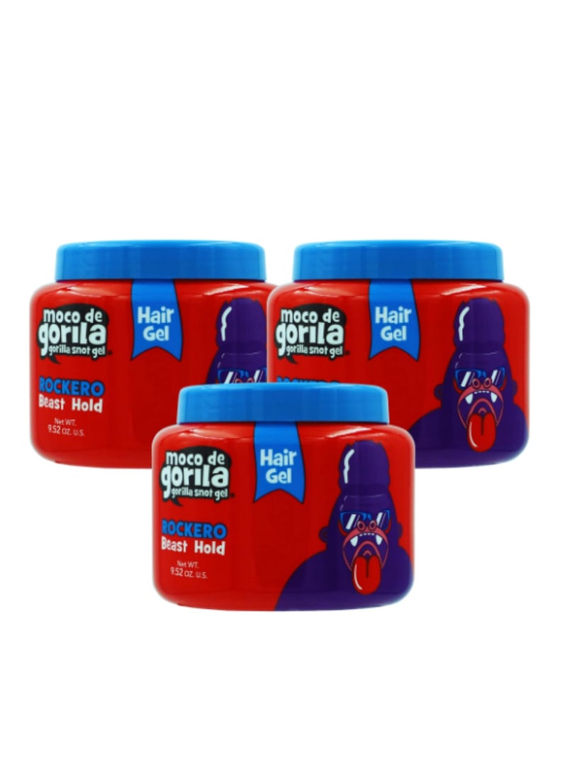 Moco de Gorila Rockero Hair Gel Jar Long Lasting Strong Hold Hair Styling Gel Yellow Lavender 3Pack of 952 Oz Each 3 Jars