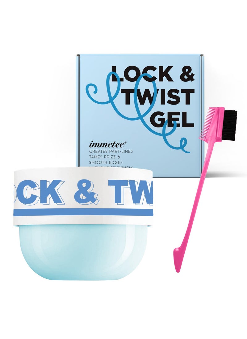 immetee Braiding Gel Twist and Lock Gel All Day Hold Edge Control Gel for Afro Hair Frizz Control Hair Gel with Brush 200g705Oz Blue
