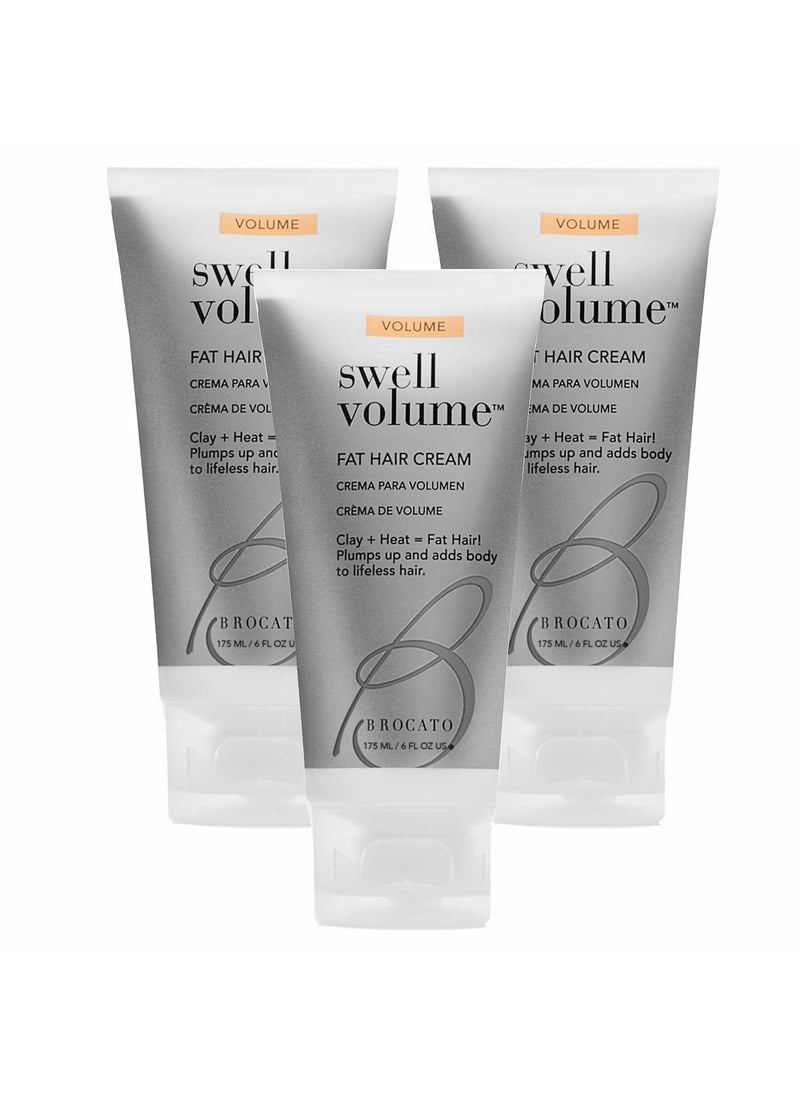 Brocato Swell Volume Hair Cream 3 Pack 6 Oz Volumizing  Thickening Cream for Men  Women  Heat Activated Fat Hair Volumizer Cream Shapes  Adds Thickness to Thin Hair  Clay Formulated