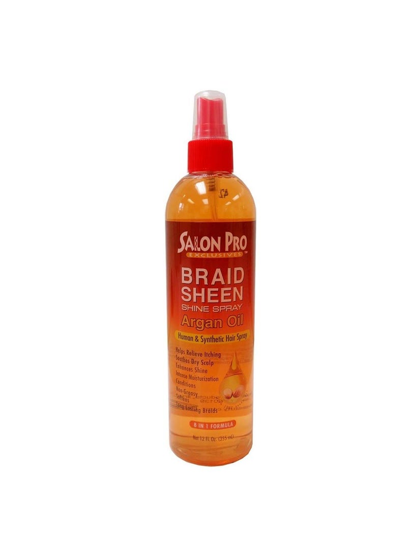 Salon Pro Braid Sheen Shine Spray Argan Oil 12 Oz