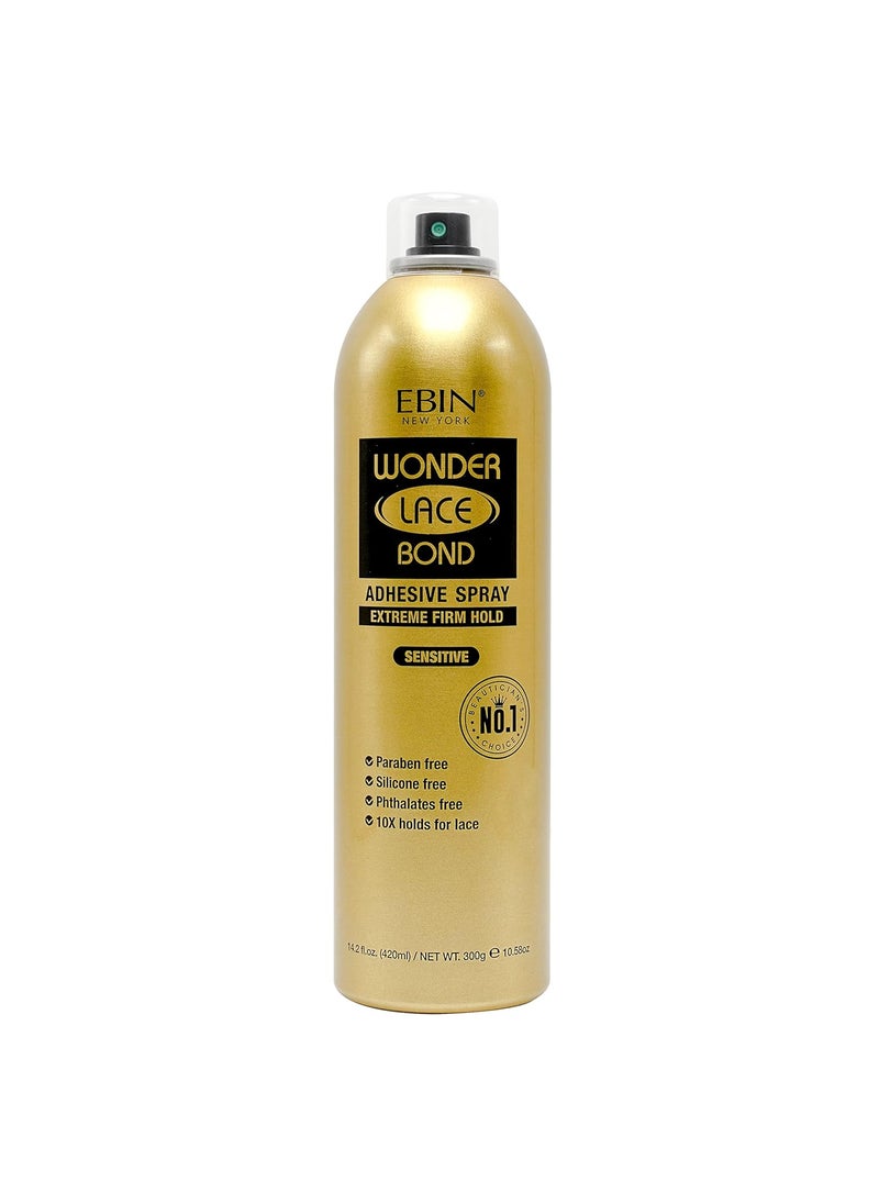 EBIN NEW YORK Wonder Lace Bond Adhesive Spray Sensitive  Extreme Firm Hold 142 fl oz 402mL Sensitive Use Fast DryingNo Residue No Buildup Powerful Hold AllDay Hold Easy Daily Wig Install