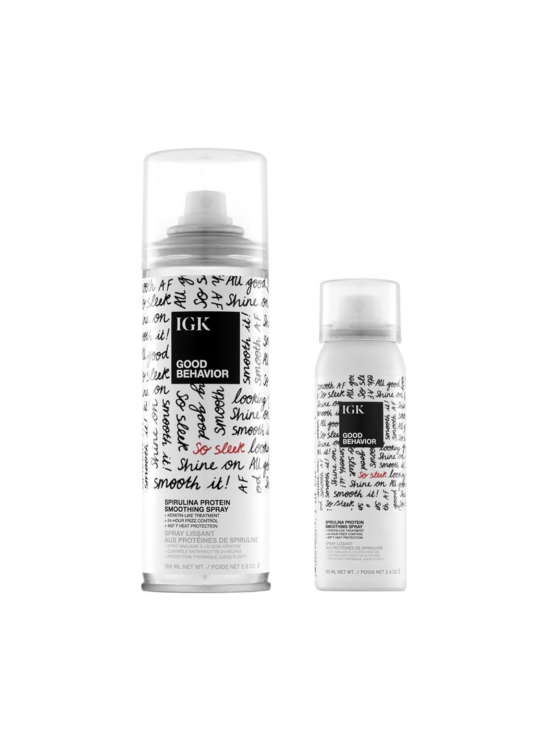 IGK GOOD BEHAVIOR Spirulina Protein Smoothing Spray  Keratin Like Treatment  Frizz Control  Heat Protectant  Vegan  Cruelty Free