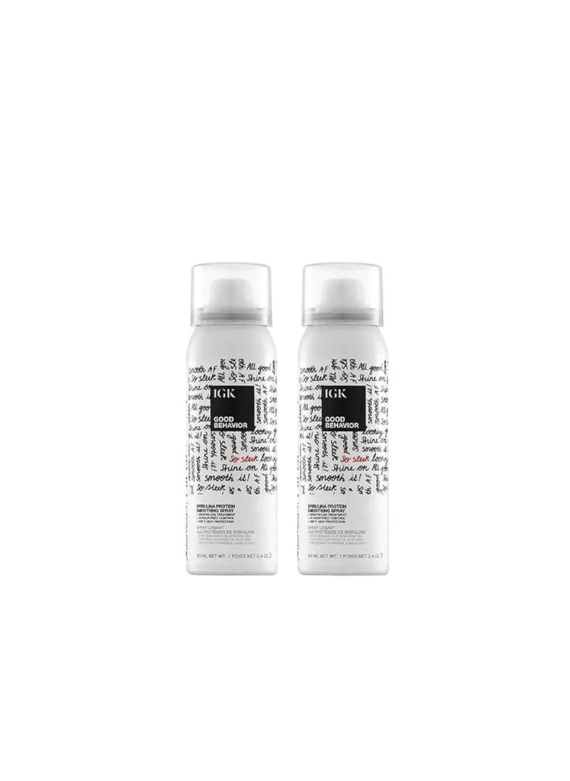 IGK Good Behavior Spirulina Protein Smoothing Travel Size Hairspray  Keratin Like Treatment  Hair Heat Protectant Spray  Frizz Control  Shine  24 Fl Oz Pack of 2