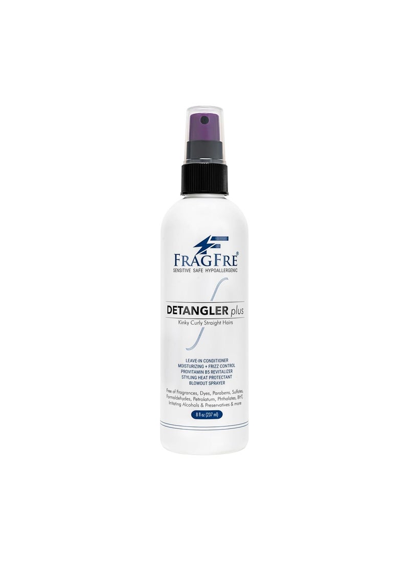 Detangler plus Styling Hair Spray 8 oz  Heat Protectant and Blowout Spray  Leave in Conditioner for Sensitive Skin  Fragrance Free Hypoallergenic Unscented  Anti Frizz Vegan Cruelty Free