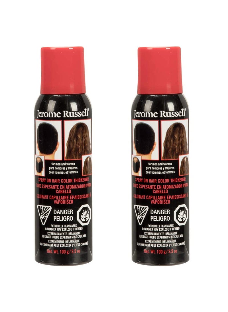 Jerome Russell Sprayon Color Silver  Gray Hair Thickener for Fine and Thinning Hair Conceals Bald Spots Grey Hair Hides Root Regrowth and Cover Hair Extension Tracks Works for Men and Women 35 oz 2 Pack
