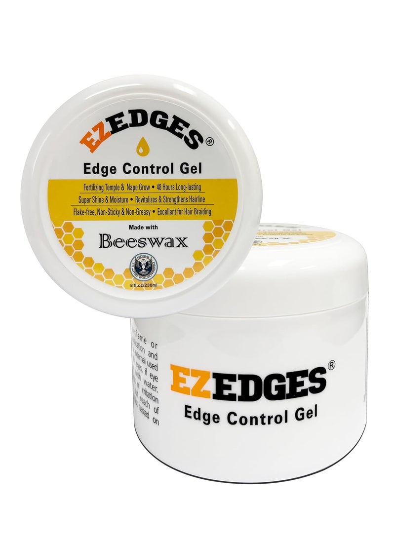 EZEDGES Beeswax Edge Control Gel Fertilizing Temple48 Hours LongLastingSuper ShineRevitalizeFlakeFreeHair Braiding 8 oz