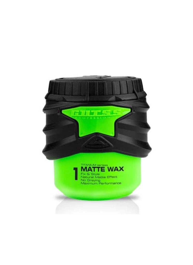 Gutss professional 1 Titanium Matte Hair Wax Fixation System Pilable Styling Maximum Performans 150 ml Green