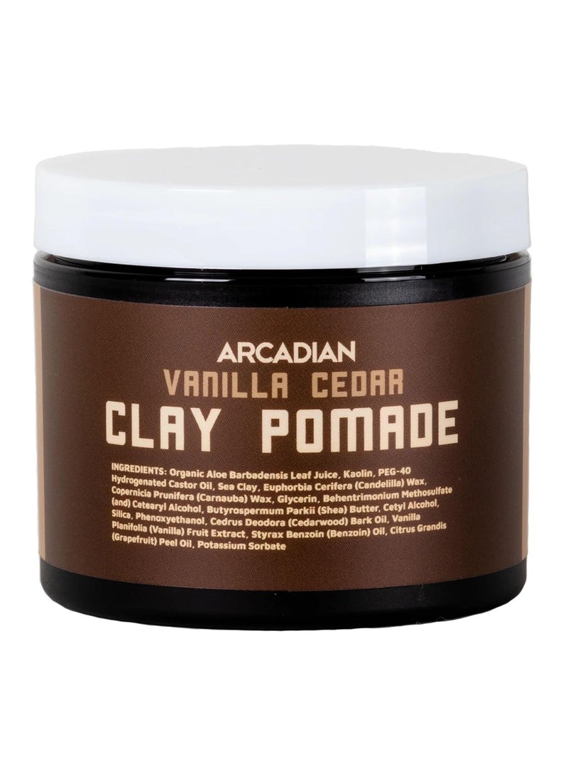 Arcadian Grooming Vanilla Cedar Clay Pomade for Men  Vegan Matte Finish Strong High Hold 4oz
