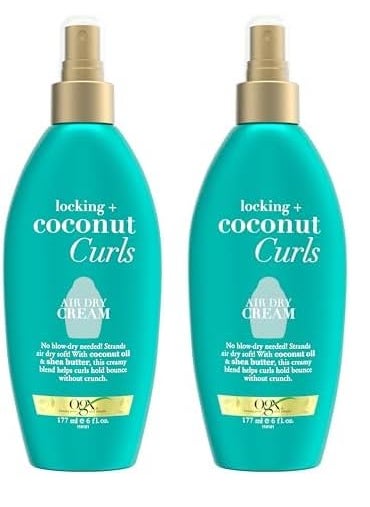 OGX Locking  Coconut Curls Air Dry Cream No Parabens 6 oz Pack of 2