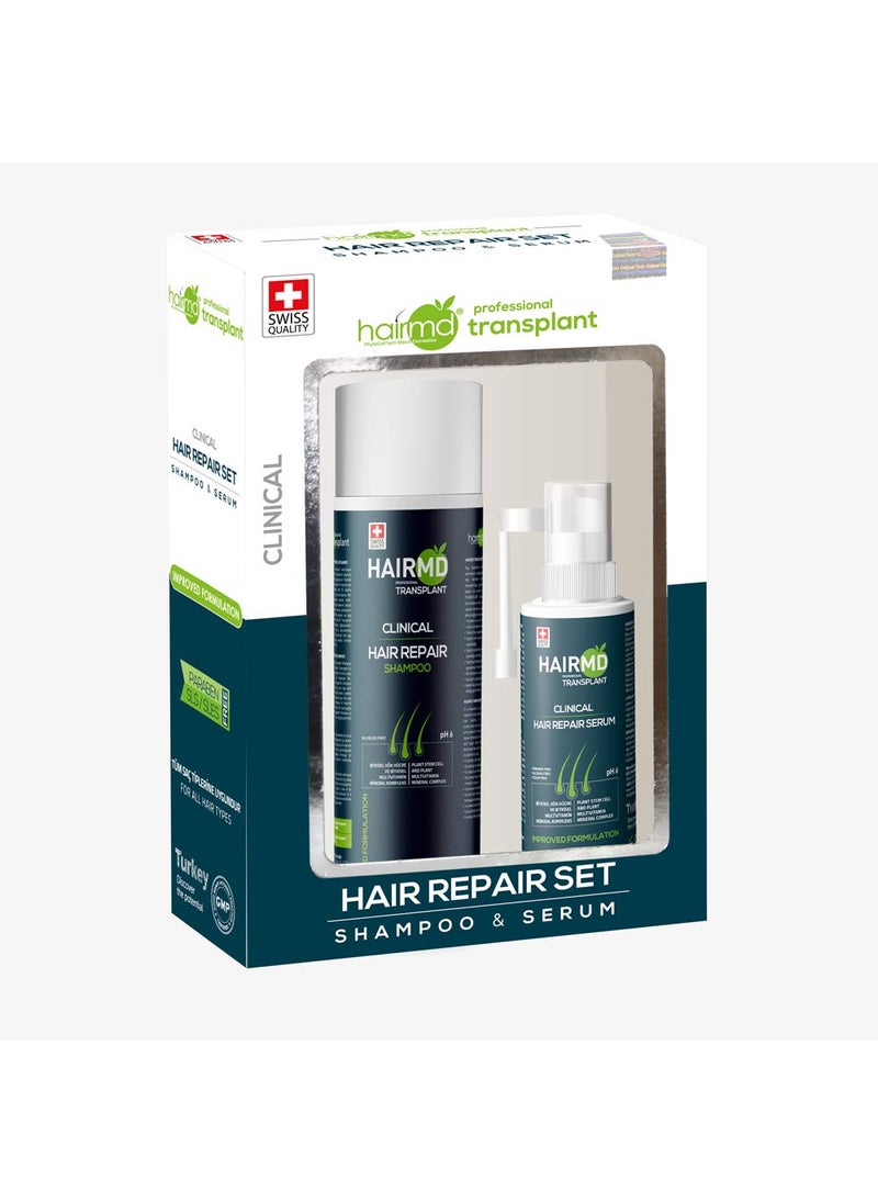 Transplant Hair Repair Set with Shampoo and Serum  Potent Hair Loss Treatment Formula with Biotin Keratin Collagen Provitamin B5  Soothing Hair Care Products for Hair Transplant Recovery