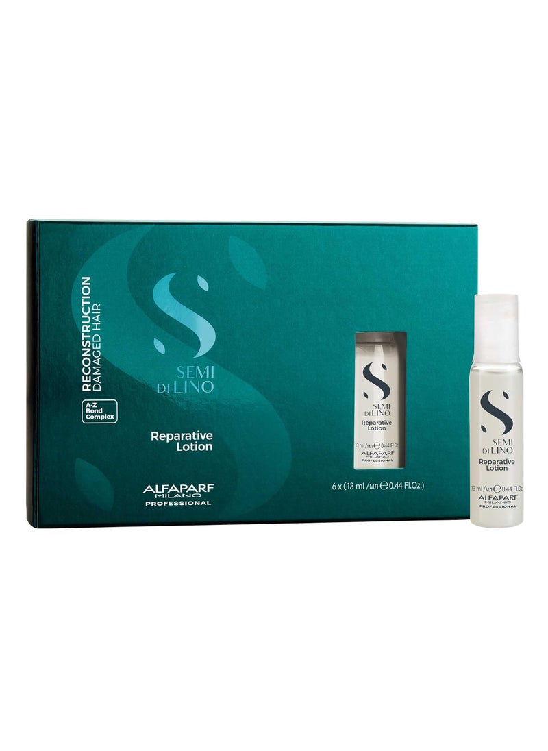 Alfaparf Milano Semi di Lino Reconstruction Reparative Lotion Treatment  Hair Repair for Damaged Hair Adds Shine Softness and Body  Thermal Protection  Anti Hair Breakage 6 Vials264 oz