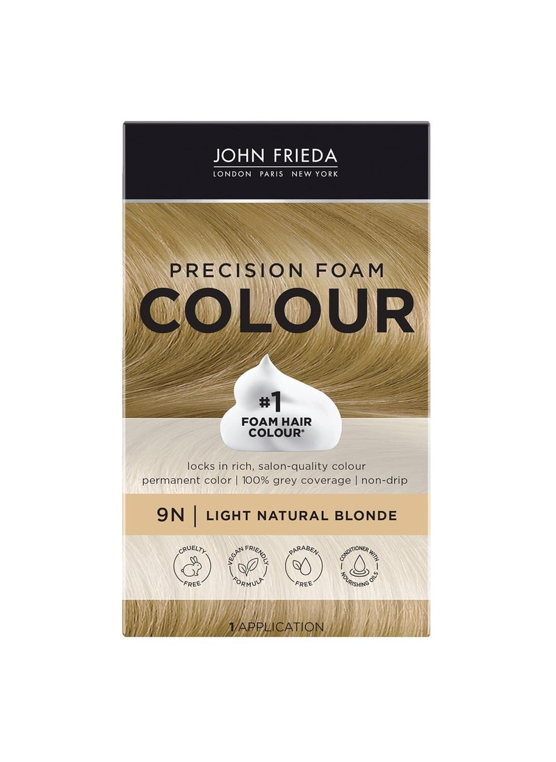 John Frieda Precision Foam Colour Light Natural Blonde 9N FullCoverage Hair Color Kit AntiFade Gray Coverage Deep Color Saturation Hair Dye 1 Application