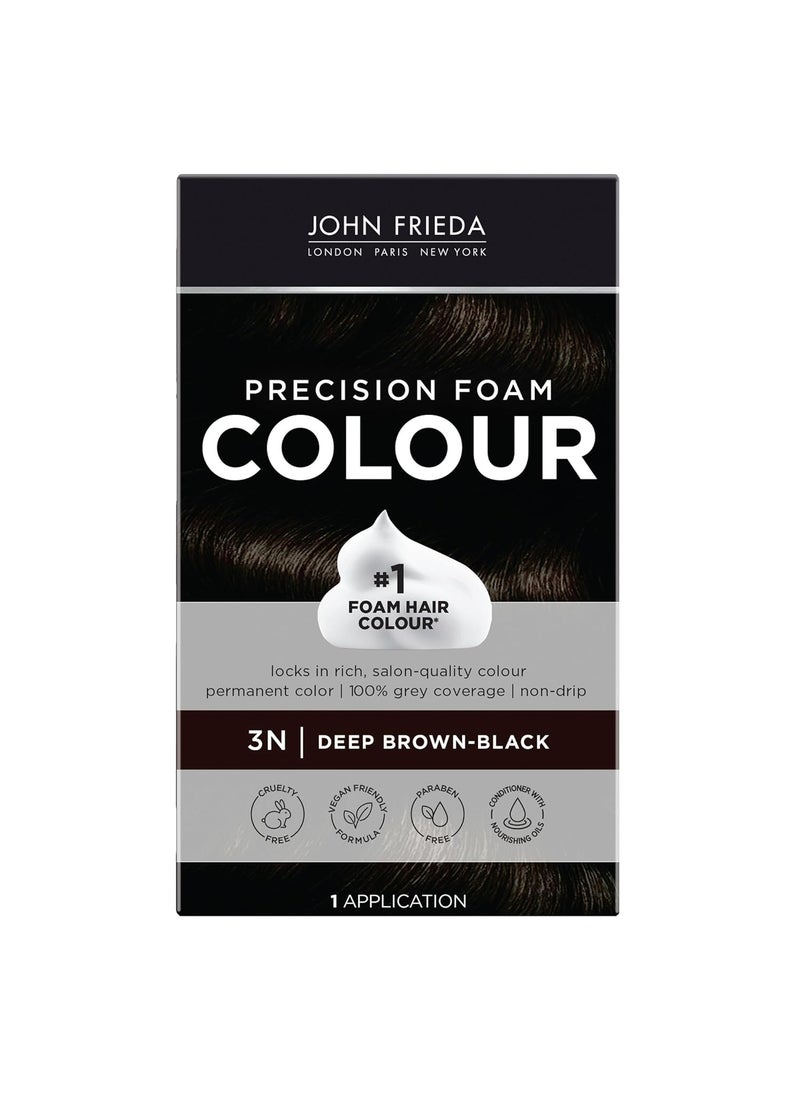 John Frieda Precision Foam Colour Deep Brown Black 3N Fullcoverage Hair Color Kit AntiFade Gray Coverage Deep Color Saturation Hair Dye 1 Application