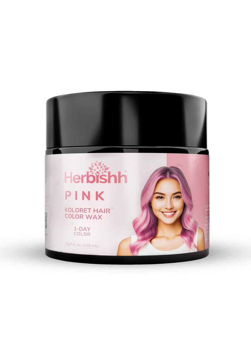 Herbishh Koloret Temporary Hair Color Wax Pink Hair Dye Instant Hair Color Wax Washable Vegan Hair Color Hair Paint Temporary Hair Dye DIY Temporary Hair Color for Kids Men  Women 507 fl