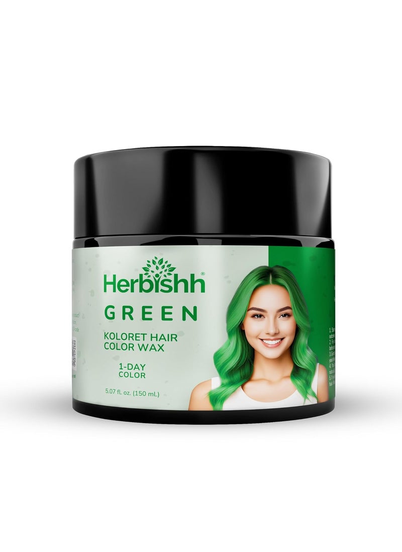 Herbishh Koloret Temporary Hair Color Wax Green Hair Dye Instant Hair Color Wax Washable Vegan Hair Color Hair Paint Temporary Hair Dye DIY Temporary Hair Color for Kids Men  Women 507 fl