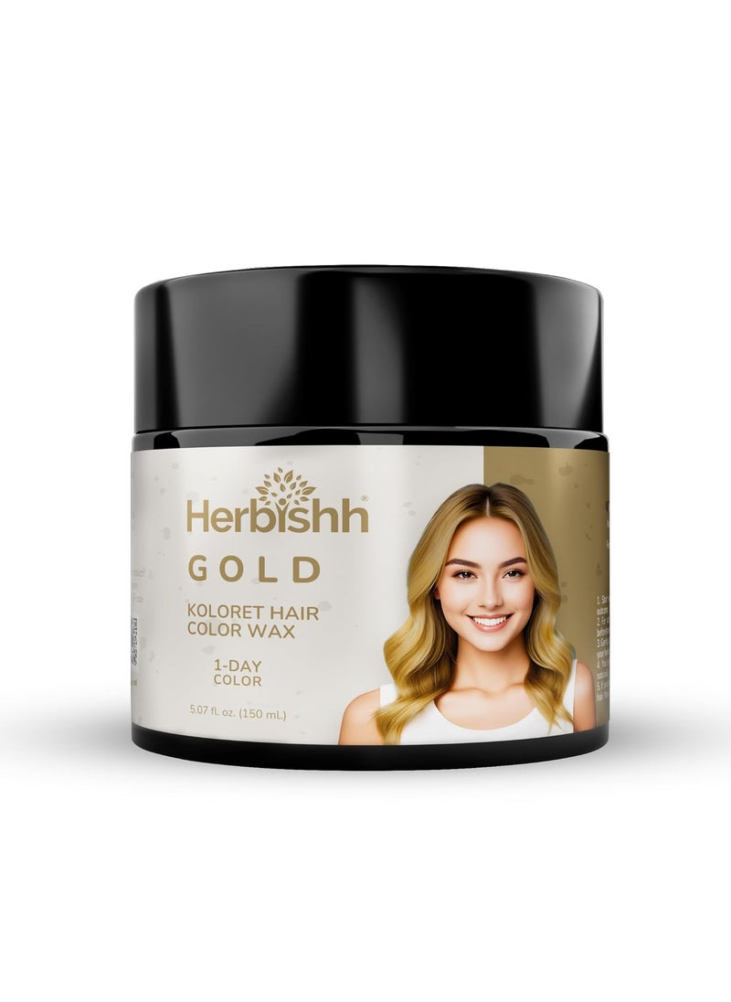Herbishh Koloret Temporary Hair Color Wax Gold Shade Instant Hair Color Wax Washable Vegan Hair Color Hair Paint Temporary Hair Dye DIY Temporary Hair Color for Kids Men  Women 507 fl