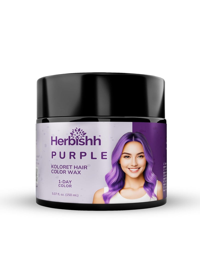 Herbishh Koloret Temporary Hair Color Wax  Purple Washable Hair Paint  Vegan  DIY for Kids Men  Women  507 fl oz