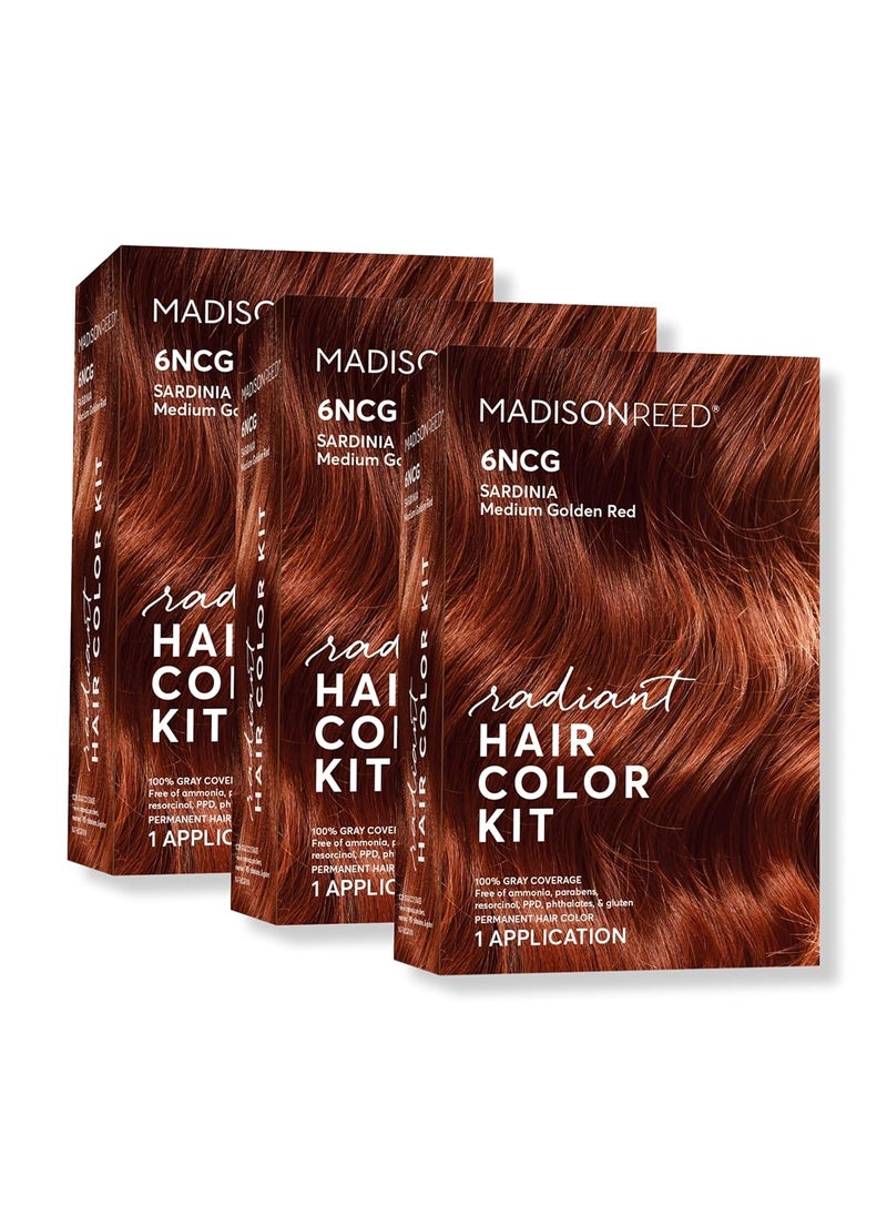 Madison Reed Radiant Hair Color Kit Medium Amaretto Red for 100 Gray Coverage AmmoniaFree 6NCG Sardinia Red Permanent Hair Dye Pack of 3