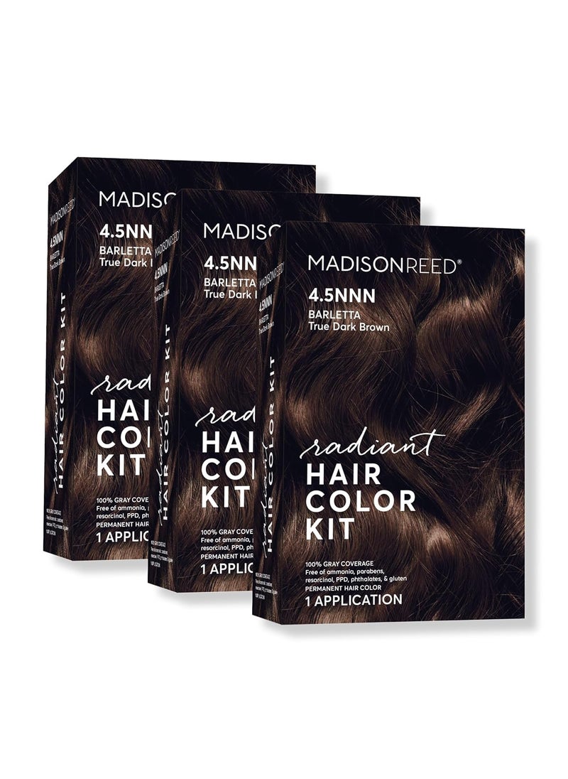 Madison Reed Radiant Hair Color Kit Dark Brown for 100 Coverage of Resistant Gray Hair AmmoniaFree 45NNN Barletta Brown Permanent Hair Dye Pack of 3